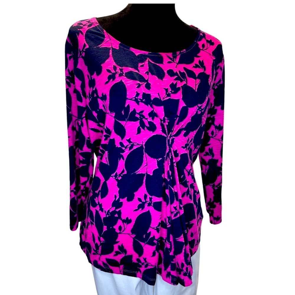 Rafaella Size L Blouse with 3/4 sleeves and Gathered at waist